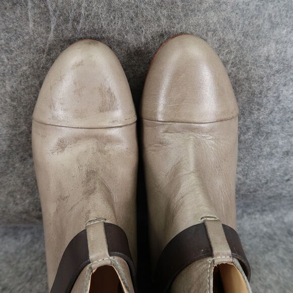 Rag & Bone Shoes Womens 35 Bootie Harrow Stacked Heel Cap Toe Leather Strap Gray - Picture 11 of 16